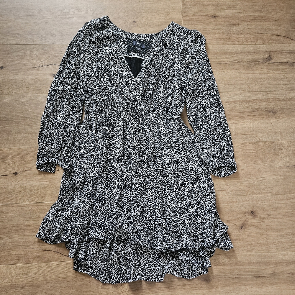 Maeve Black and White Long Sleeve Dress